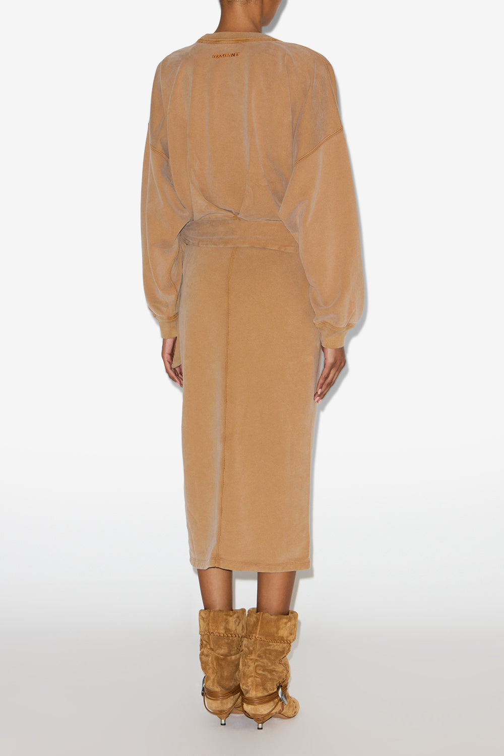Sandrina long draped jersey sweatshirt dress - Caramel - Woman - 4