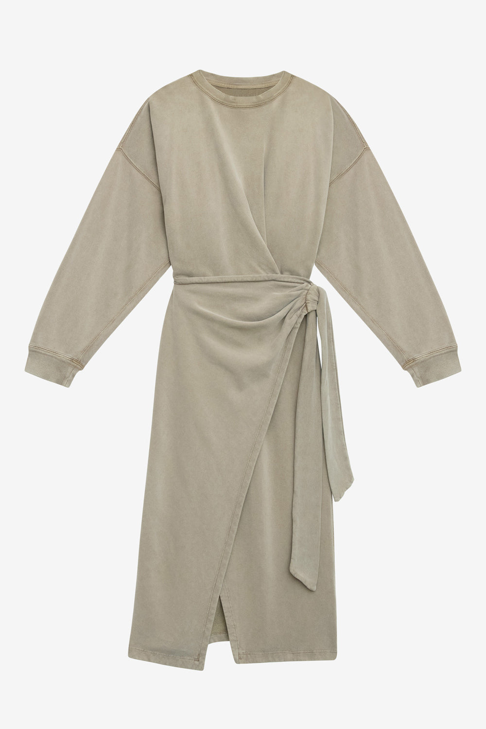 Robe sweatshirt longue sandrina drapée en jersey - Clair kaki - Woman - 1