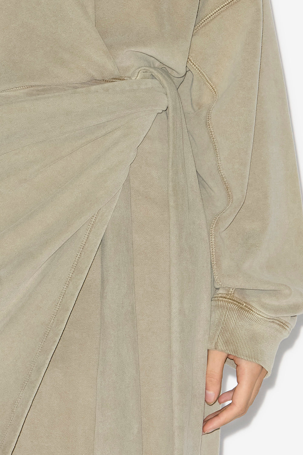 Robe sweatshirt longue sandrina drapée en jersey - Clair kaki - Woman - 3