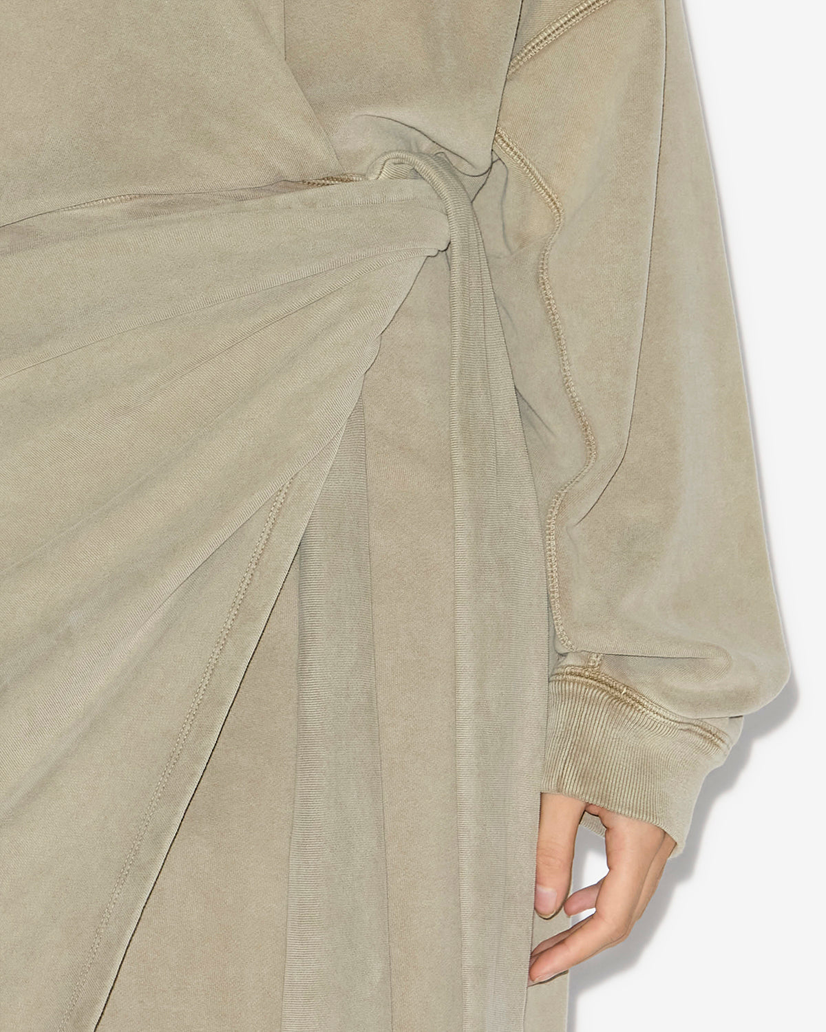 Sandrina long draped jersey sweatshirt dress - Light khaki - Woman - 2
