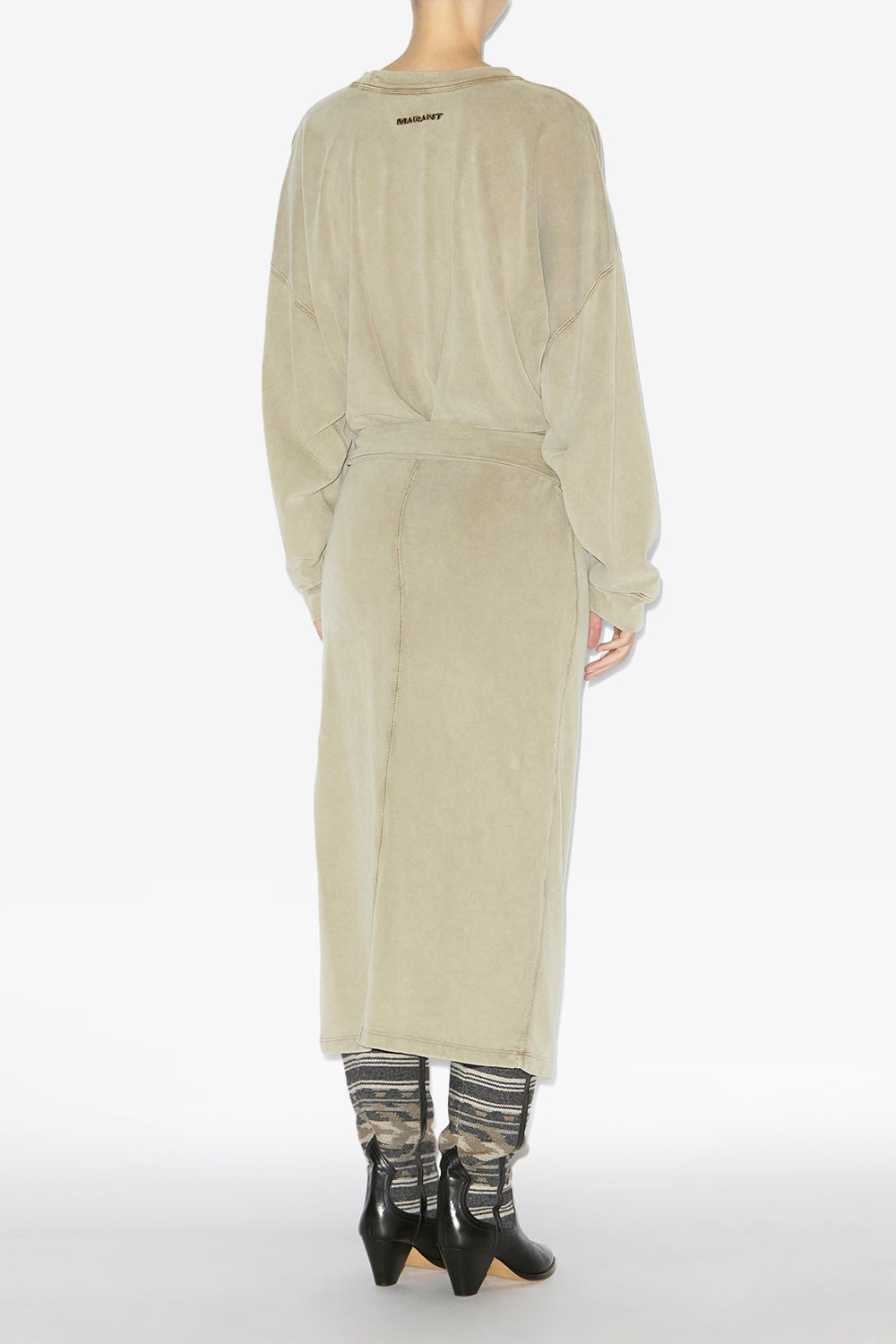 Robe sweatshirt longue sandrina drapée en jersey - Clair kaki - Woman - 4