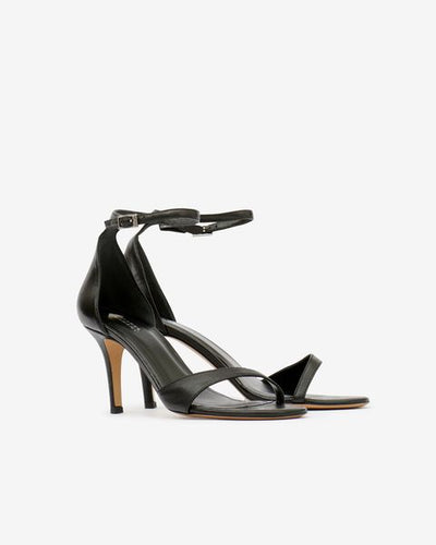 Ailisa heeled sandals in soft leather - 검은색 - Woman - 3