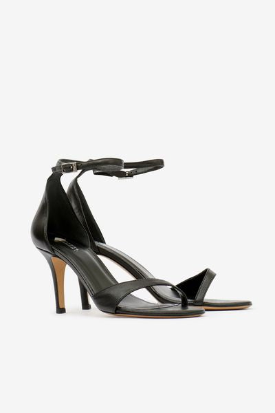 Sandalia tacón de piel alziry - Negro - Woman - 3