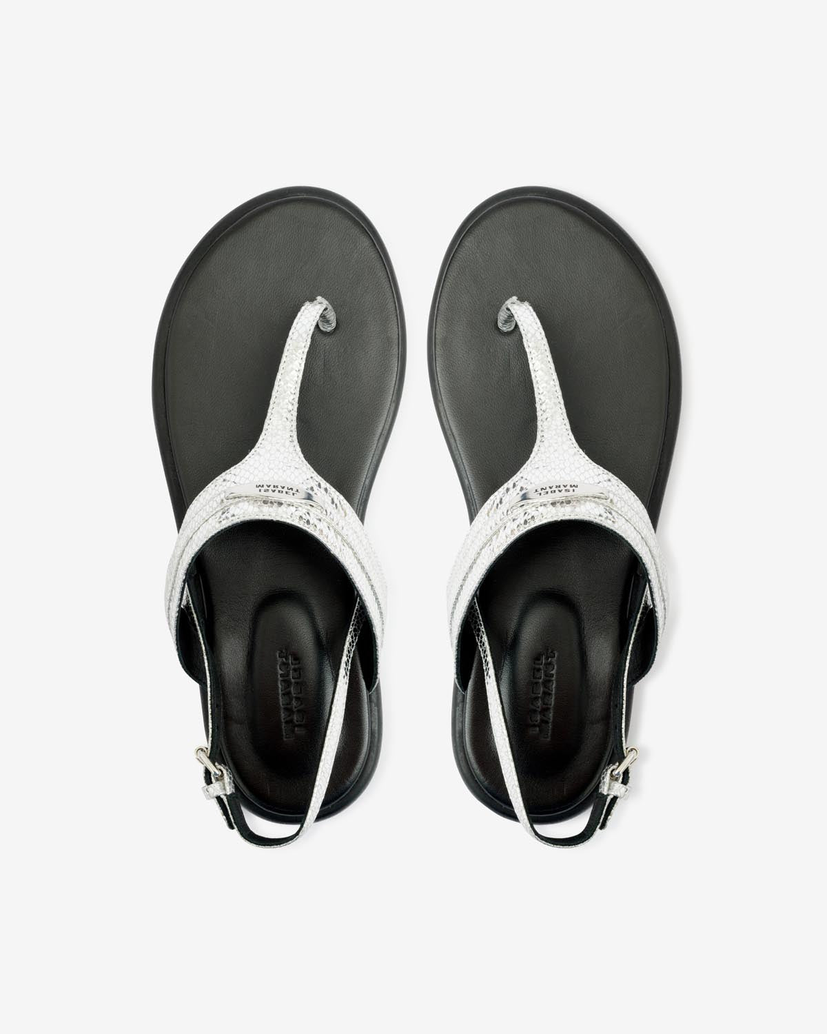 Nya flat leather sandals - 銀 - Woman - 4
