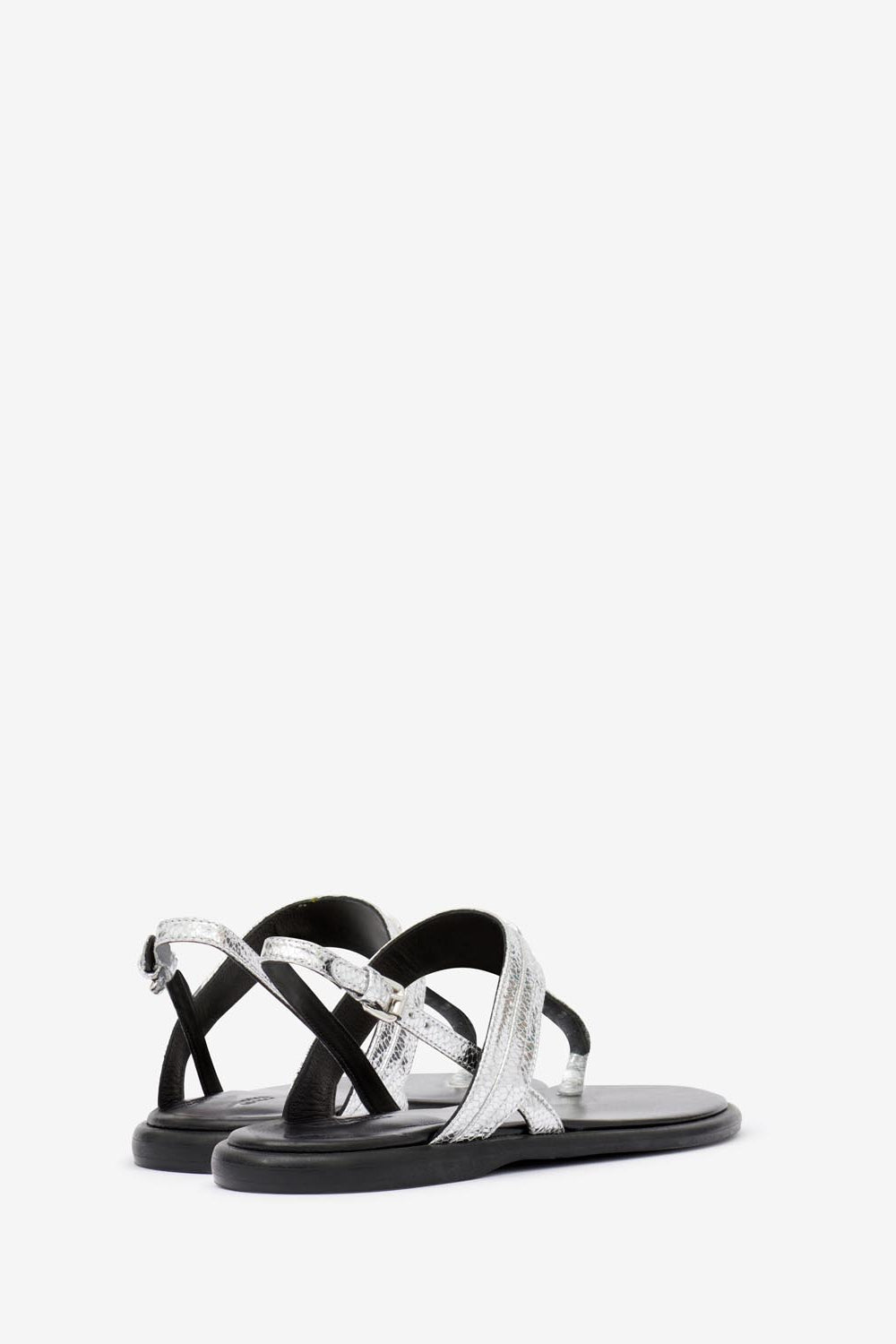 Nya flat leather sandals - 은 - Woman - 2