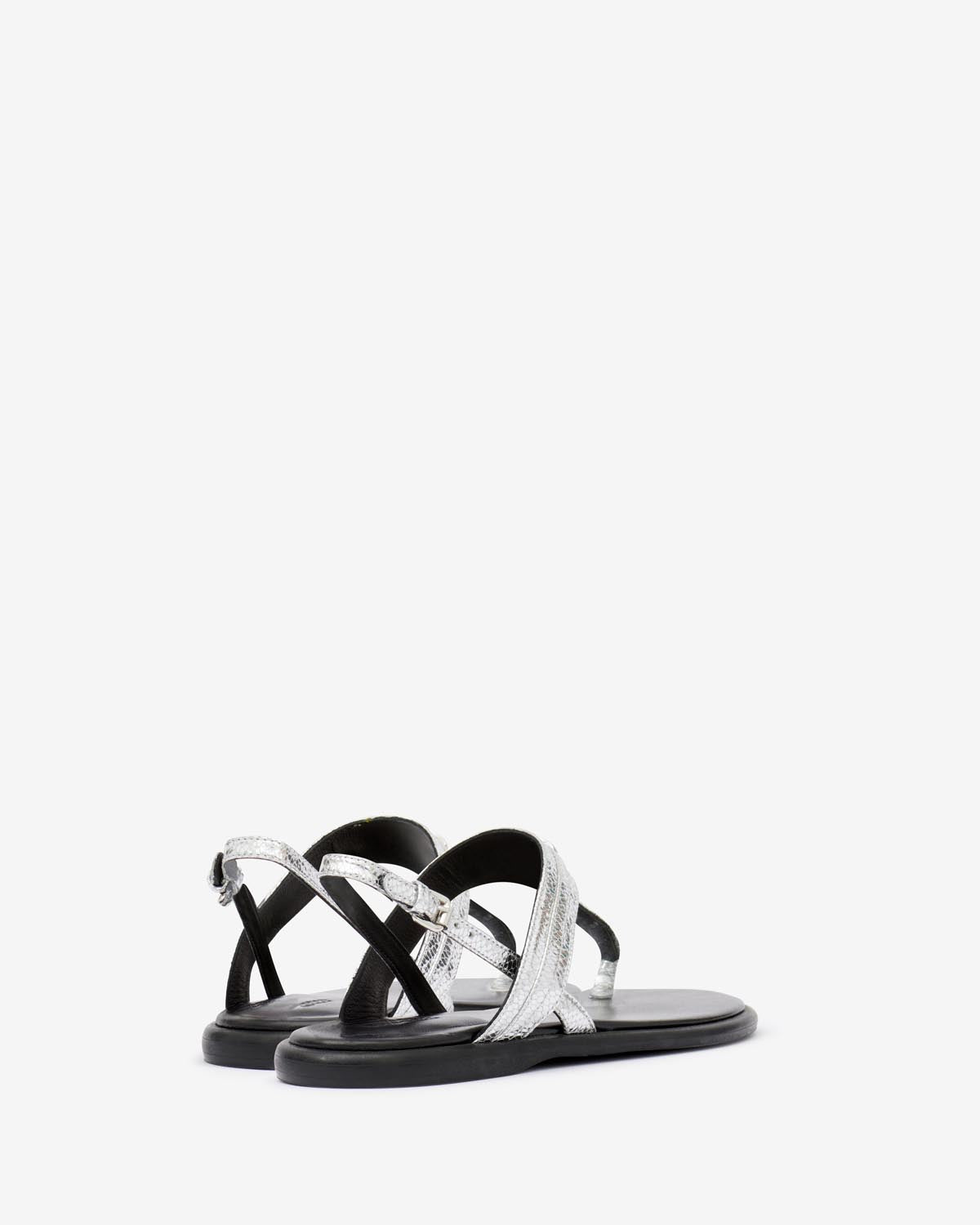 Nya flat leather sandals - 銀 - Woman - 2