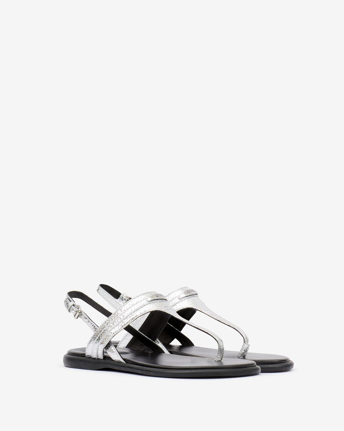 Nya flat leather sandals - 銀 - Woman - 5