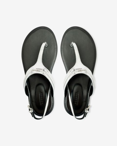 Nya flat leather sandals - 銀 - Woman - 3