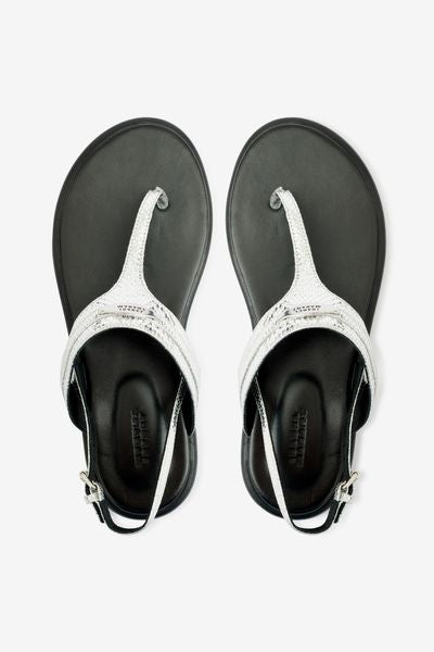 Nya flat leather sandals - 은 - Woman - 3
