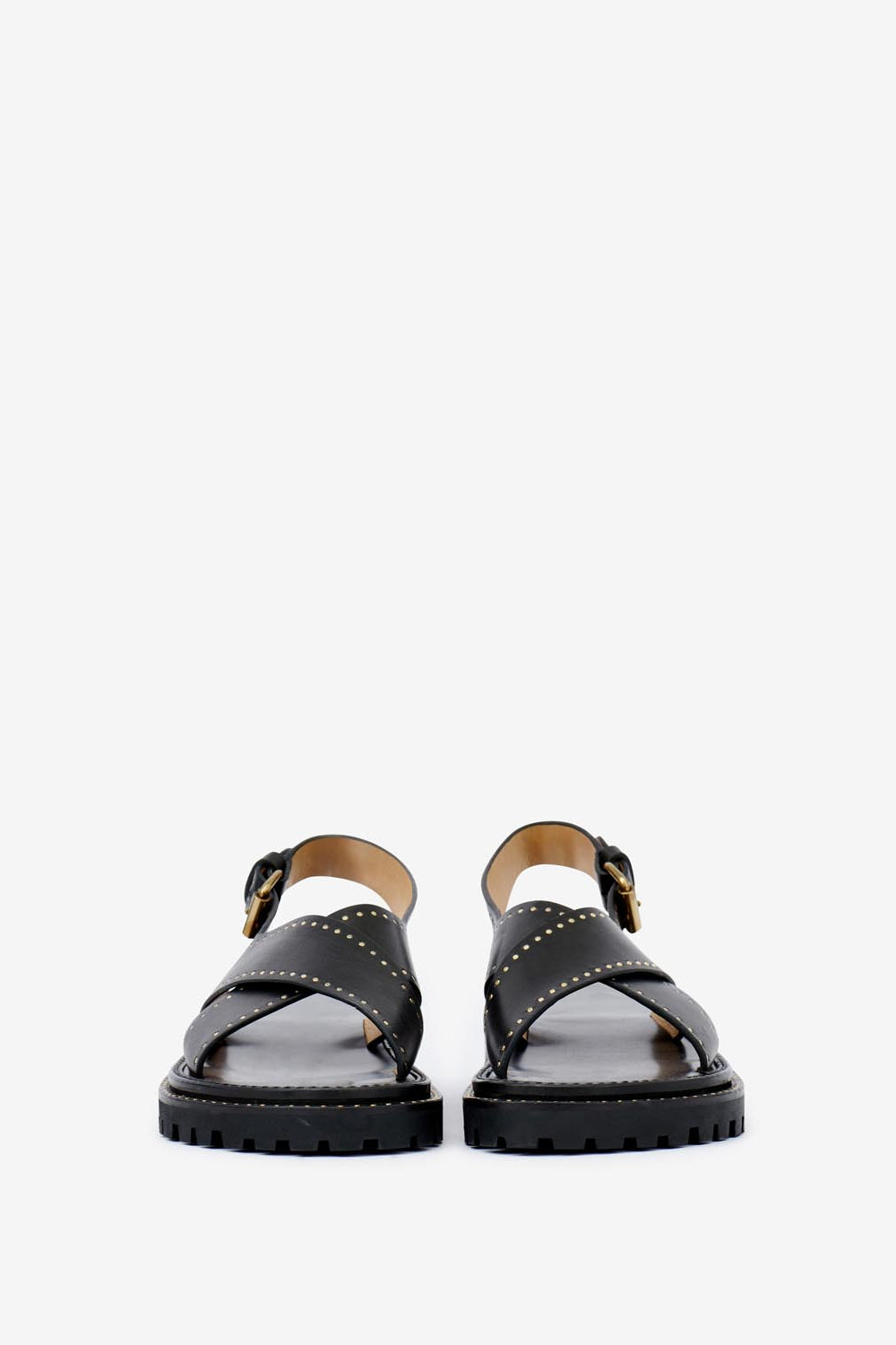 Sandali bassi in pelle con borchie baem - Nero - Woman - 4