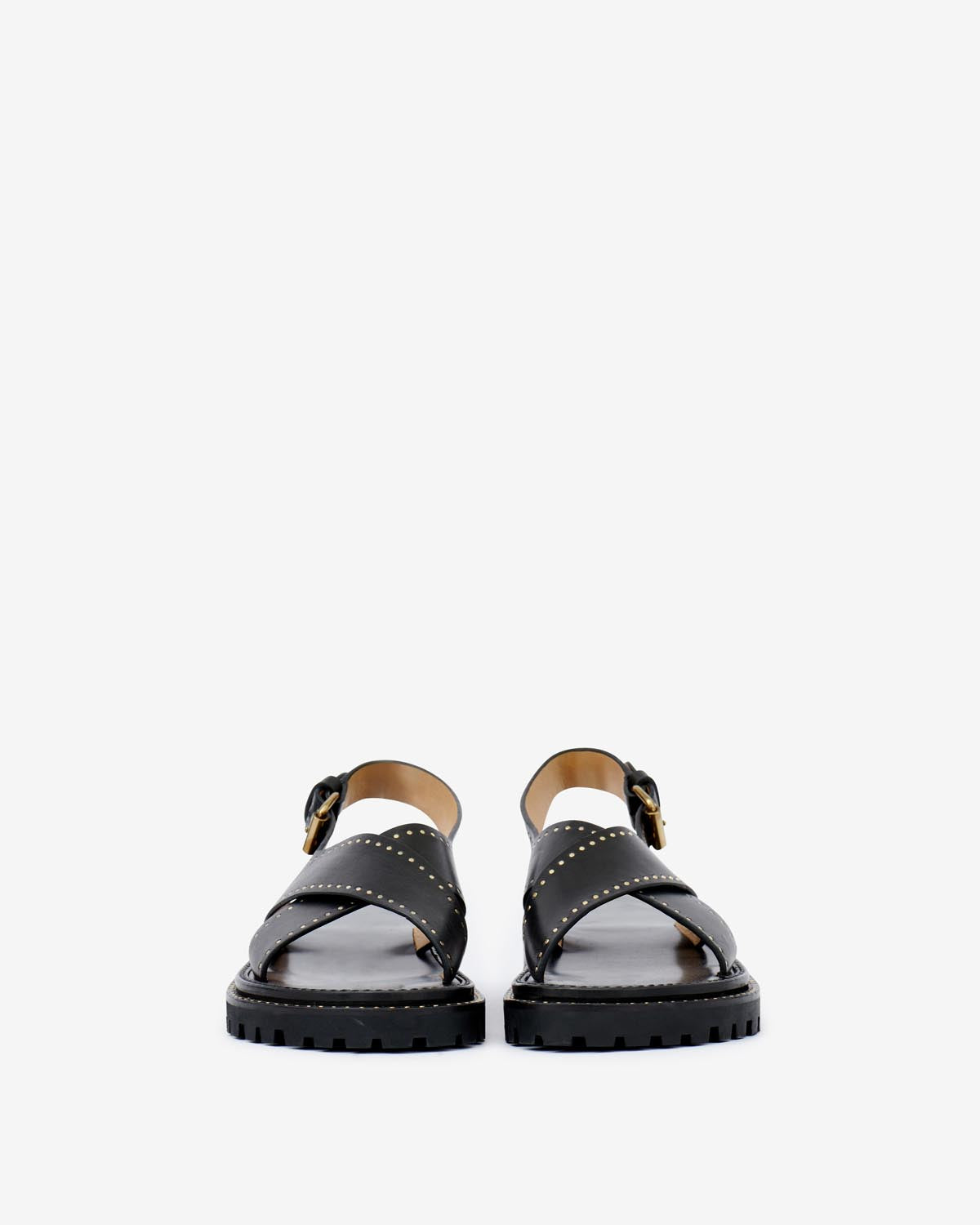 Baem flat studded leather sandals - 黒 - Woman - 4
