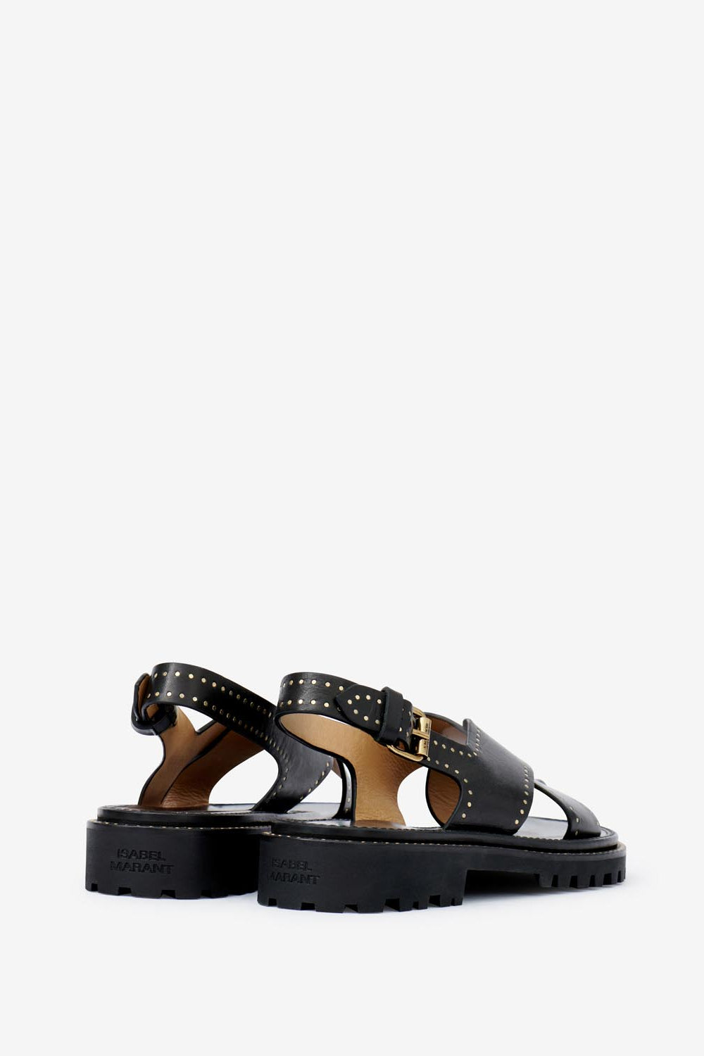 Sandali bassi in pelle con borchie baem - Nero - Woman - 2