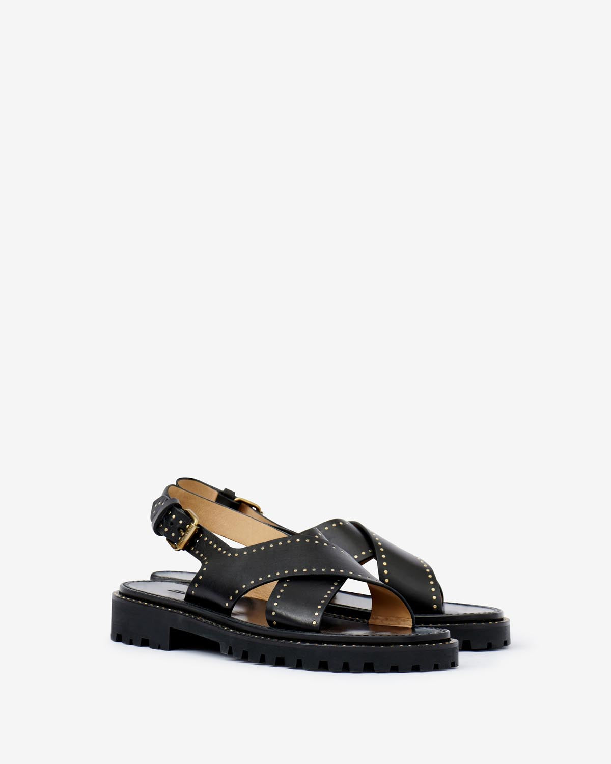 Baem flat studded leather sandals - 黒 - Woman - 5