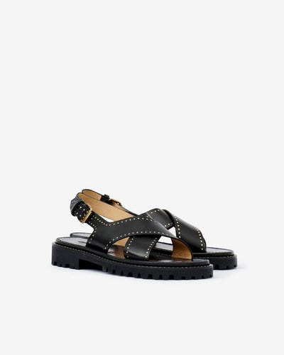 Baem flat studded leather sandals - 黒 - Woman - 3