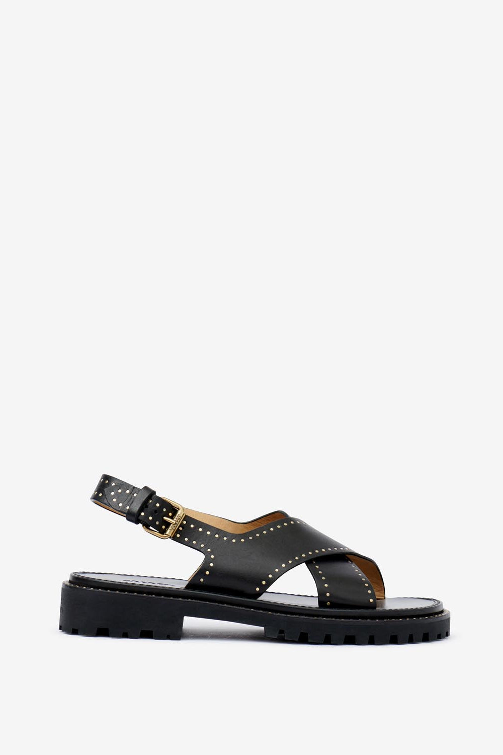 Sandali bassi in pelle con borchie baem - Nero - Woman - 1