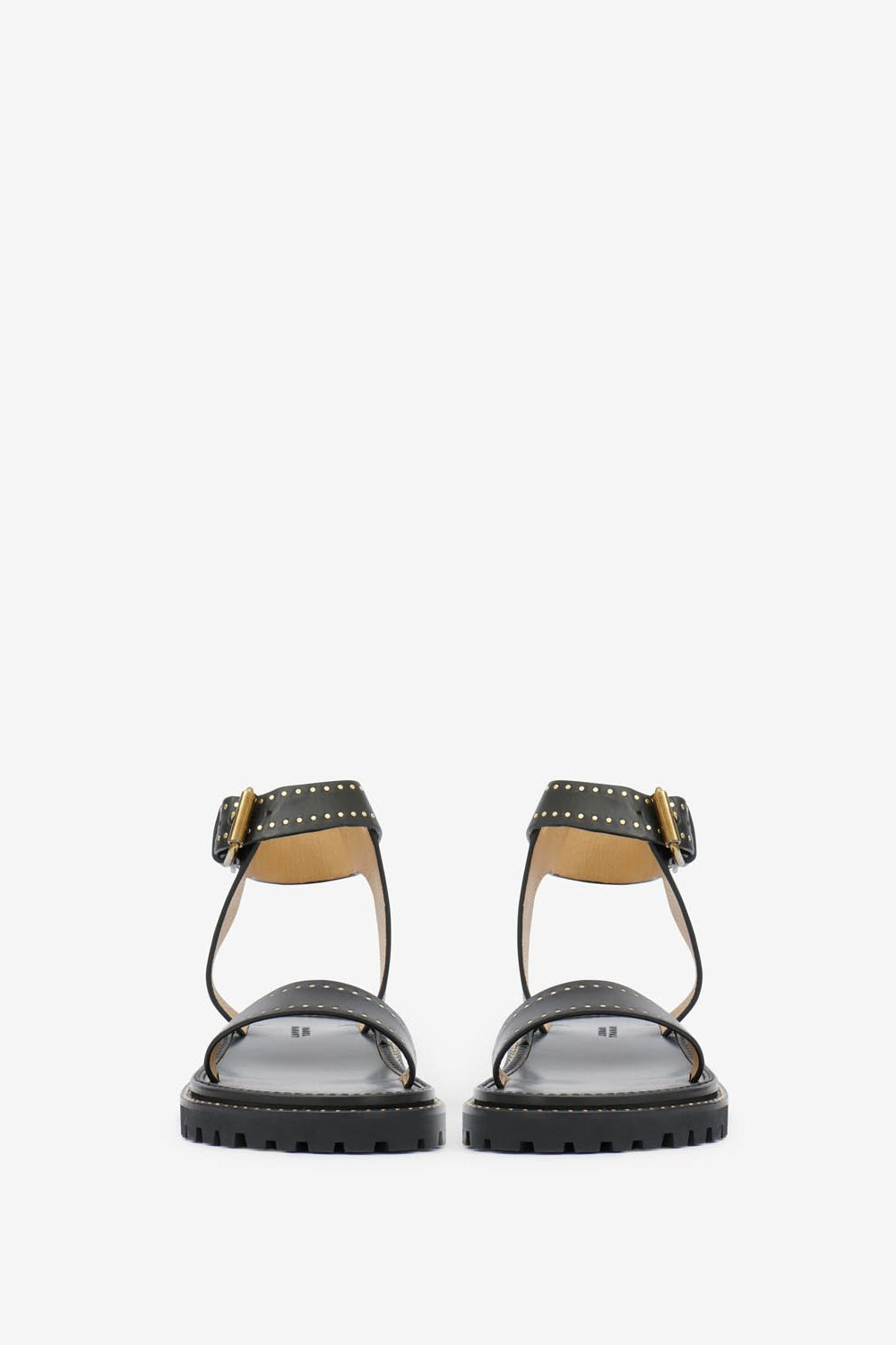 Sandalias planas de piel con tachuelas breena - Negro - Woman - 4