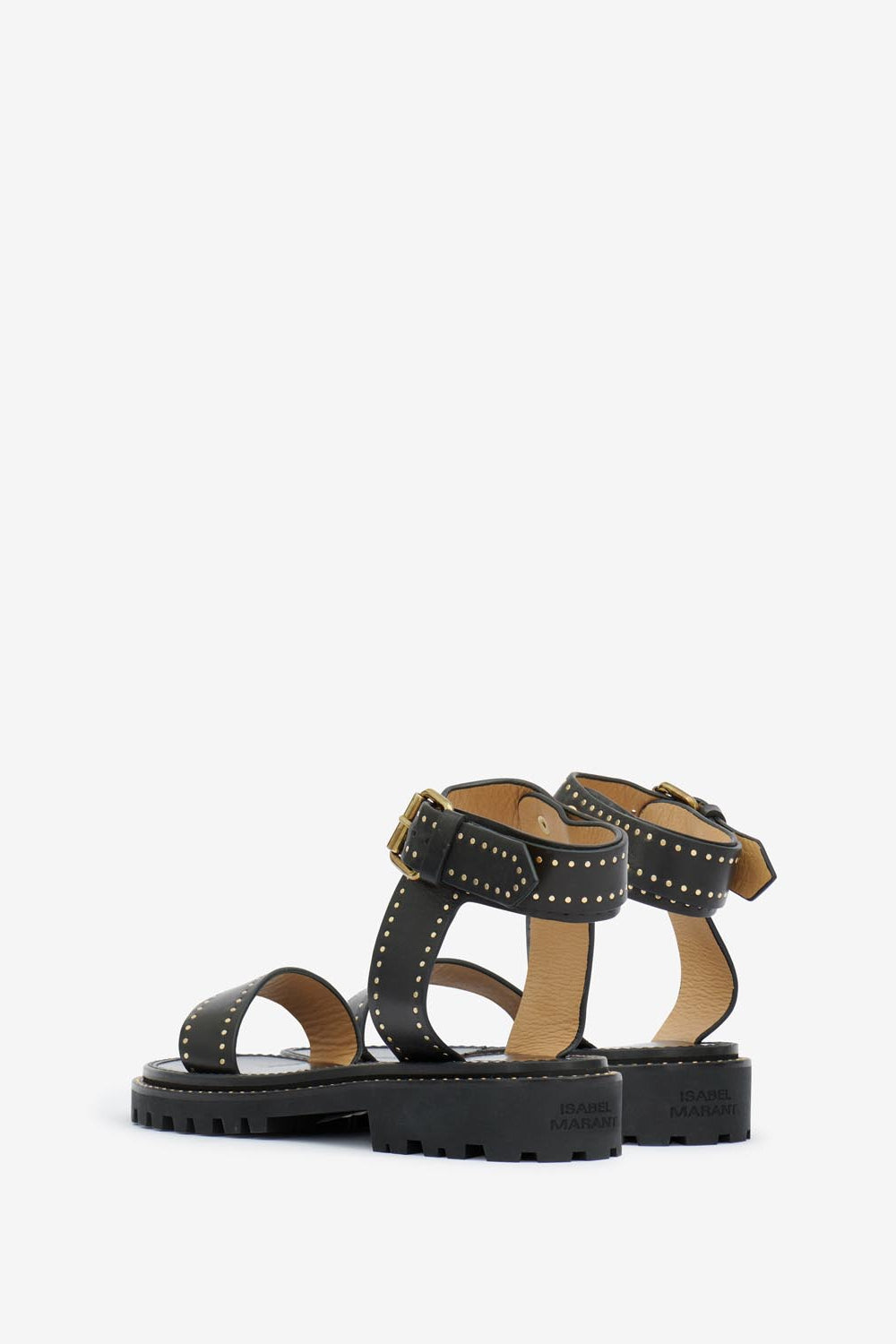 Sandalias planas de piel con tachuelas breena - Negro - Woman - 2
