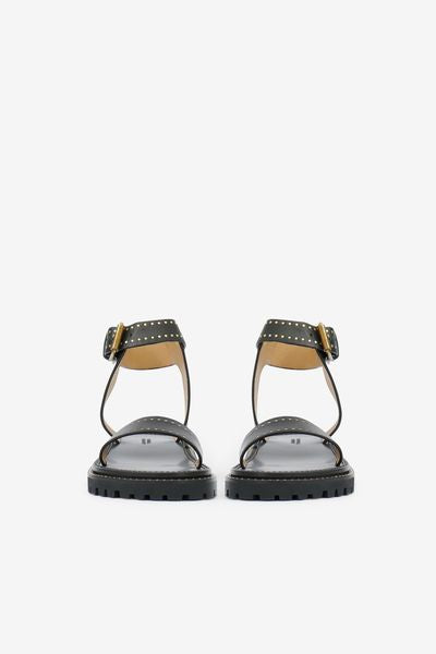 Sandalias planas de piel con tachuelas breena - Negro - Woman - 3