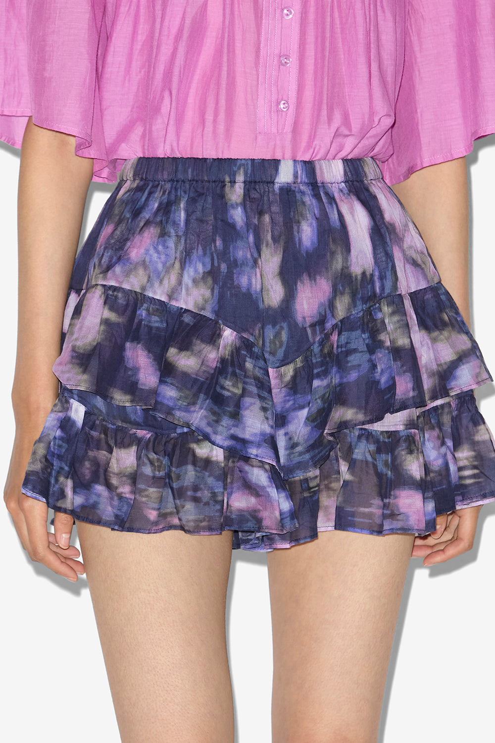 Short jocadia en voile de coton imprimé à volants - Violet-lilas - Woman - 4