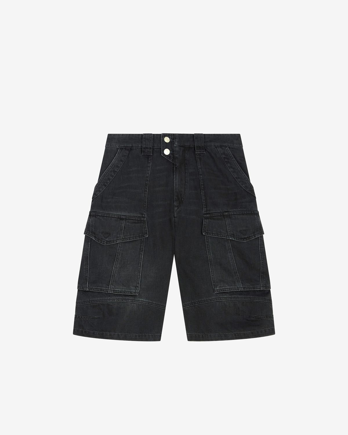 Long denim shorts with cargo pockets - Nero lavato - Woman - 5