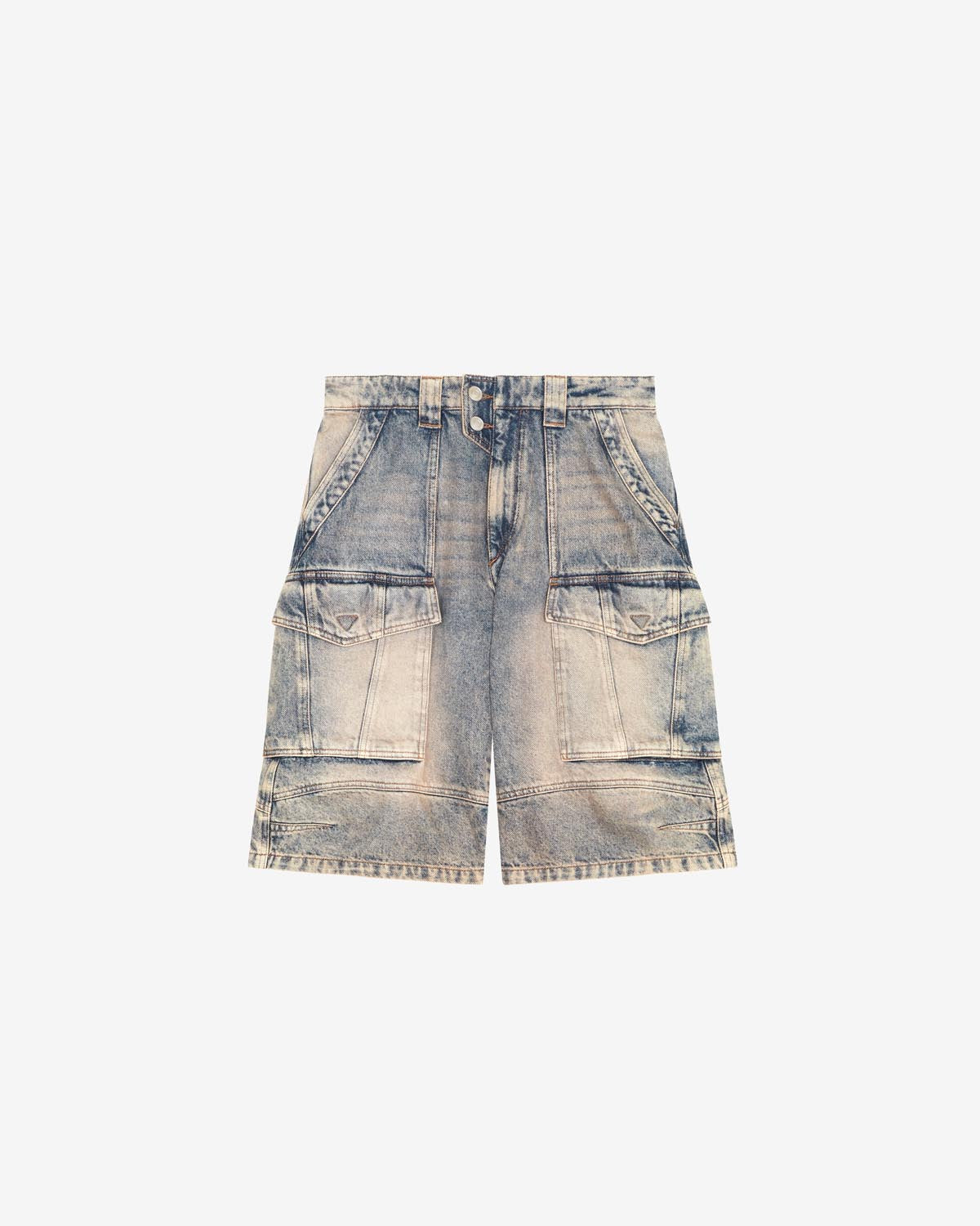 Long denim shorts with cargo pockets - Pinkish blue - Woman - 1