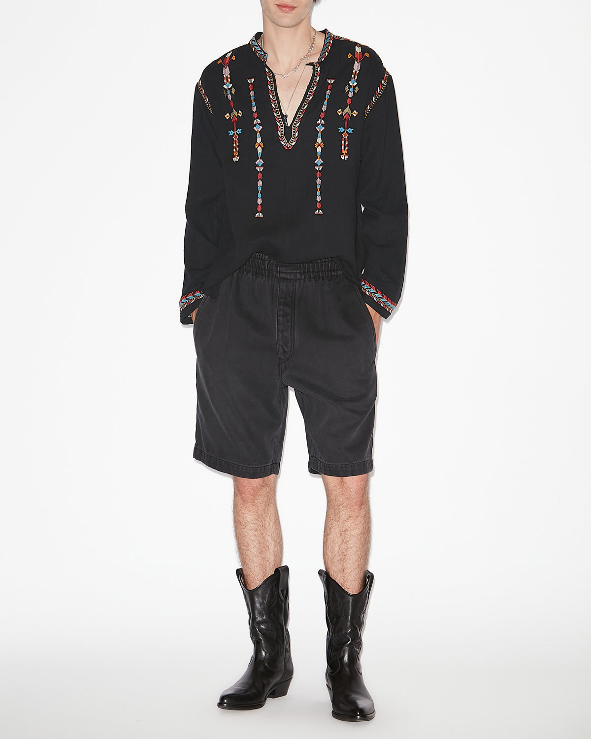 Pantaloncini tyler in morbido denim - Nero lavato - Man - 1