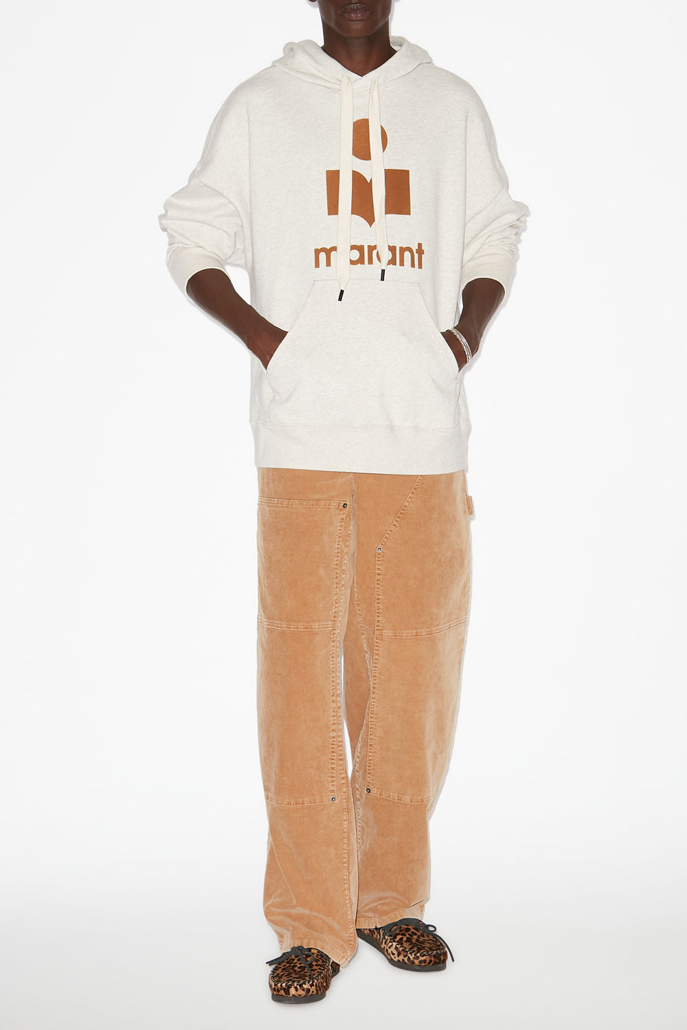 Sudadera con capucha miley de algodón - Ecru/camel - Man - 2