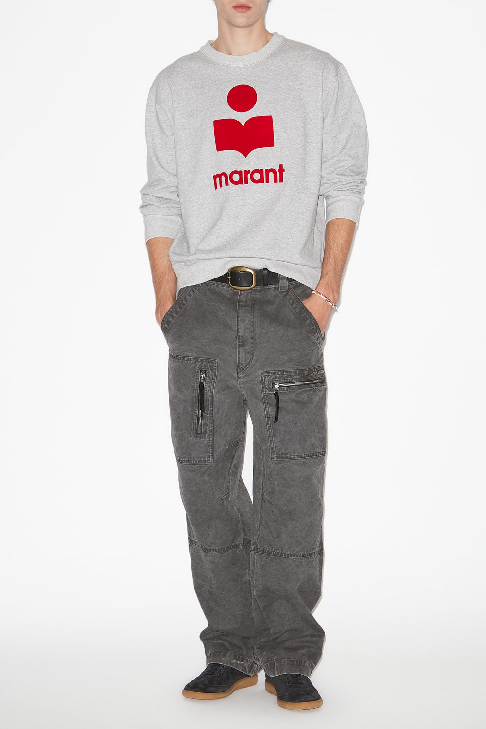 Mikoy cotton sweatshirt with logo - Gray-red - Man - 2