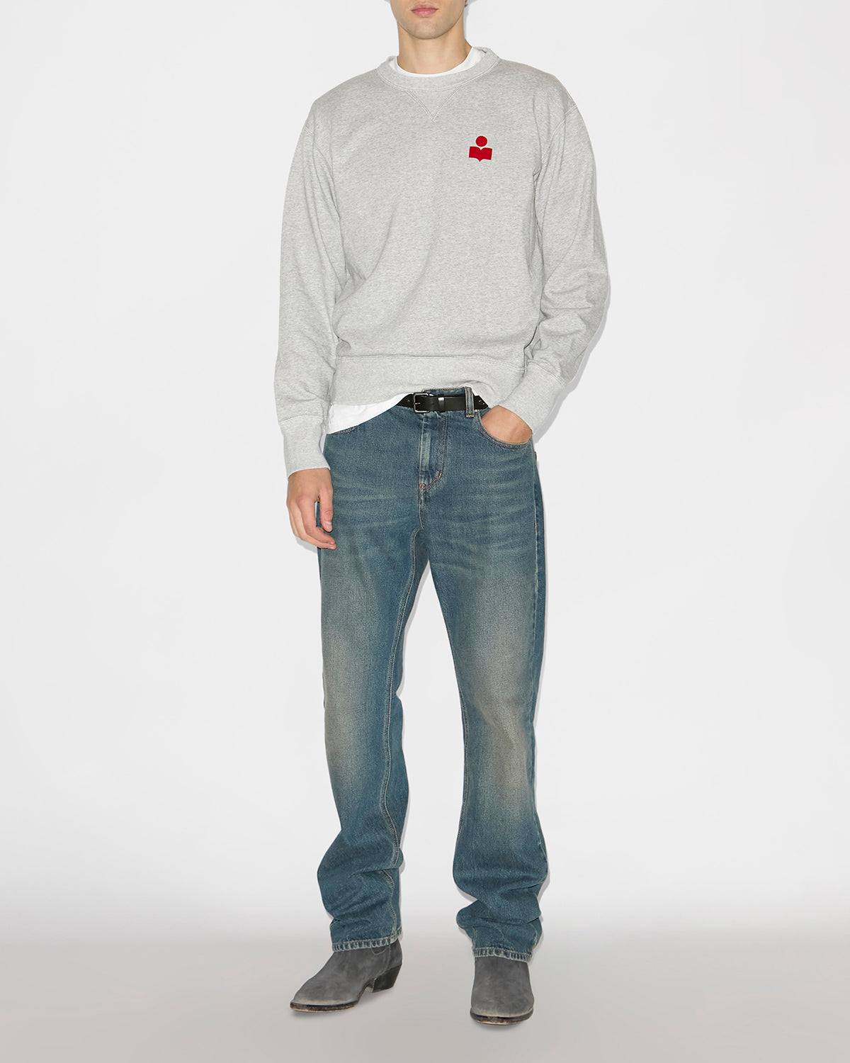 Sweatshirt mike aus baumwolle mit logo - Gray-red - Man - 1