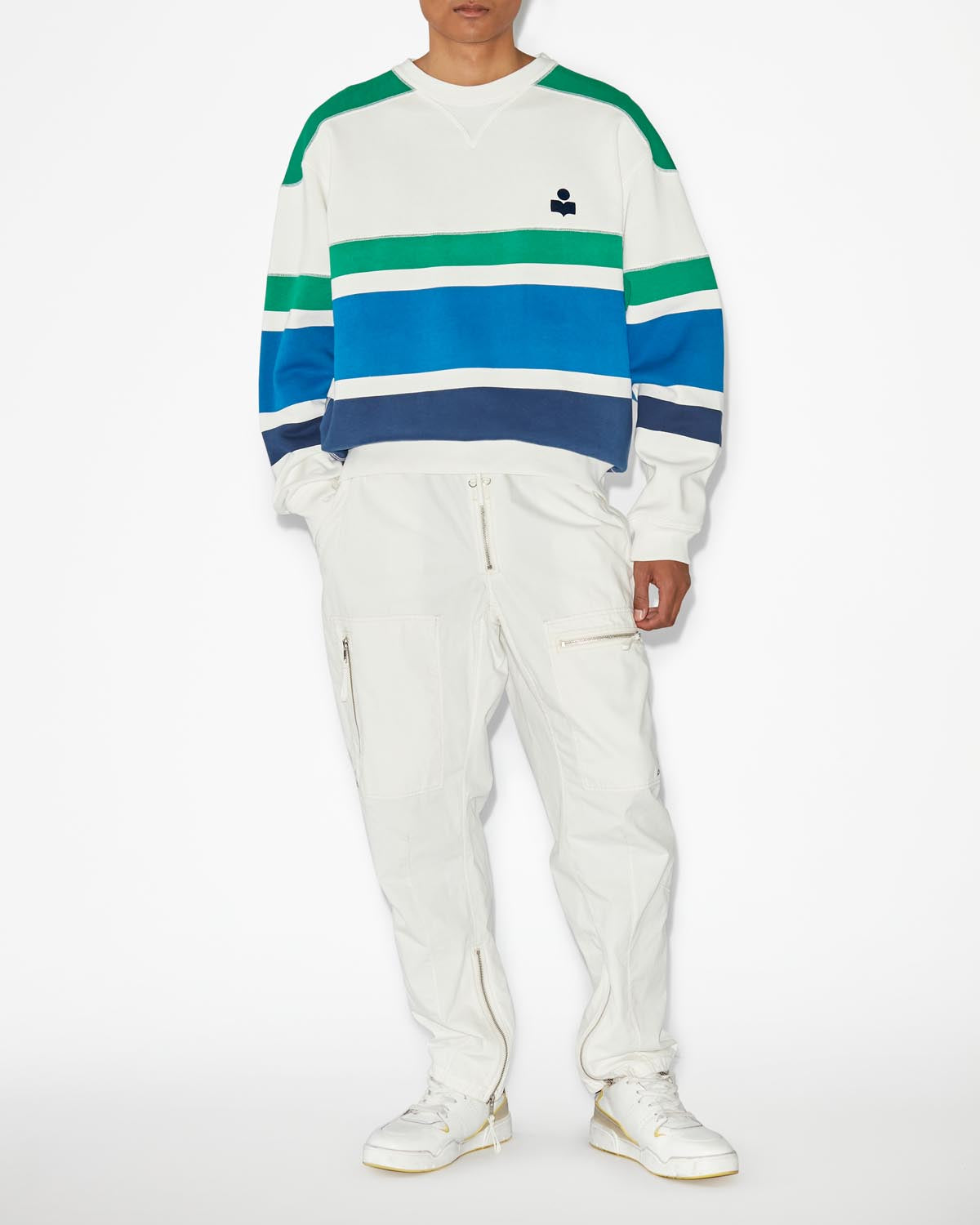 Sweatshirt meyoan mit logo - Ecru and blue - Man - 1