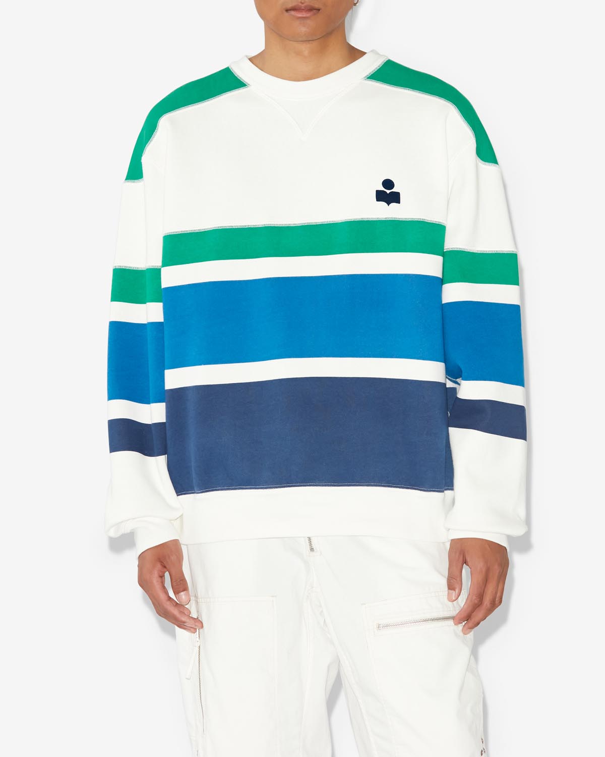 Sweatshirt meyoan mit logo - Ecru and blue - Man - 3