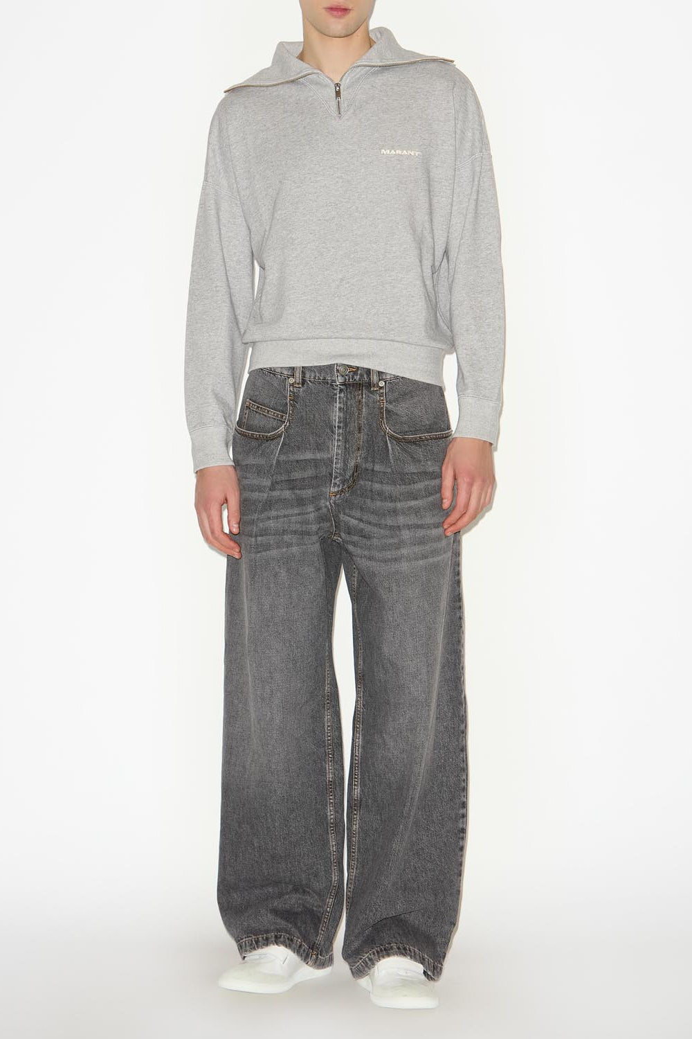 Sudadera weloyan de algodón con cuello alto - Gris - Man - 2