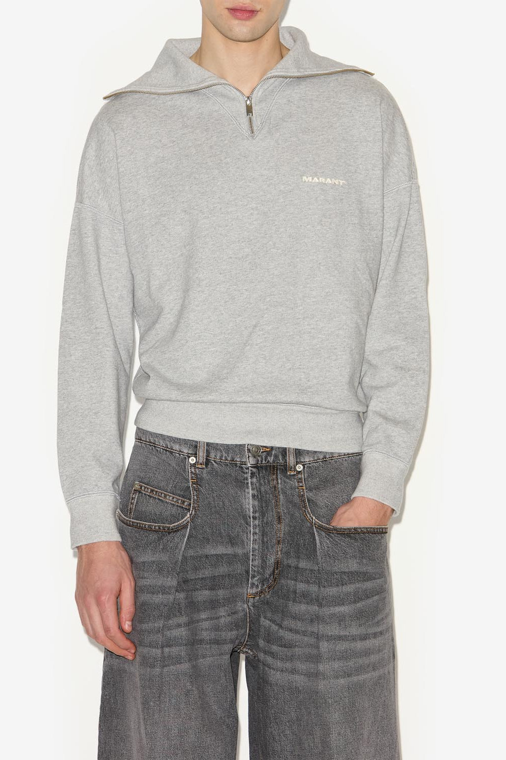 Sudadera weloyan de algodón con cuello alto - Gris - Man - 4