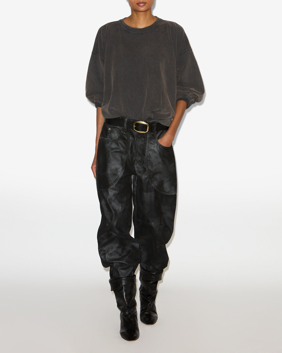 Sauria washed cotton sweatshirt - Black - Woman - 1