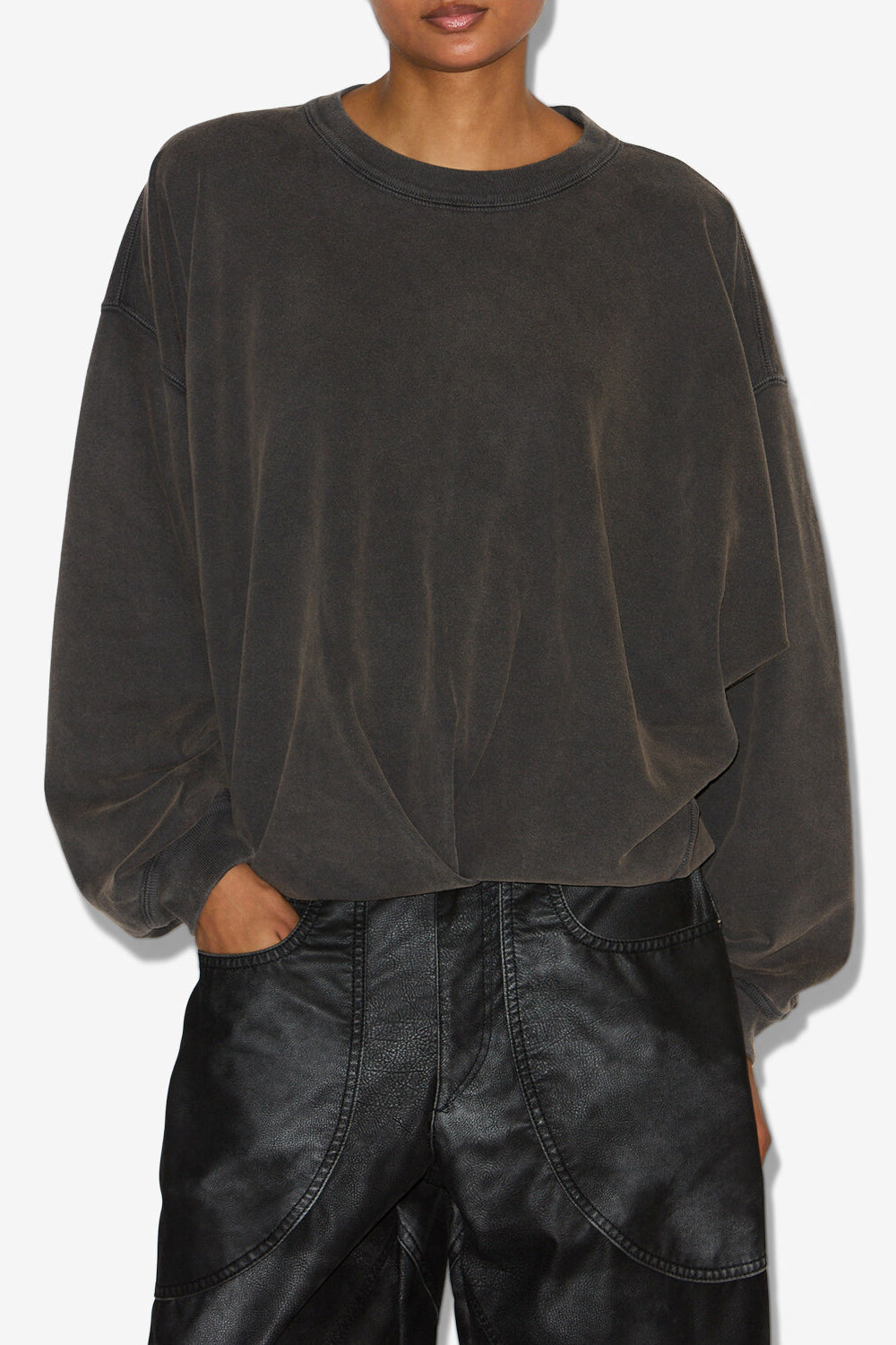 Sweatshirt sauria aus verwaschener baumwolle - Schwarz gewaschen - Woman - 4