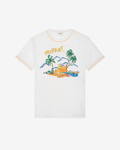 Tシャツ・カットソー ISABEL MARANT Men T-shirt White TS0047HAB3N13H 20WH Isabel Marant Men's Zafferh Small Logo T-Shirt in White