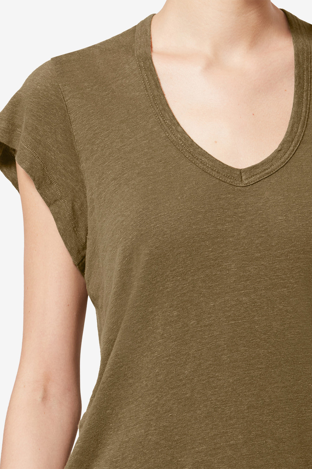 Kurzarm-t-shirt zankou aus leinen - Dark khaki - Woman - 3
