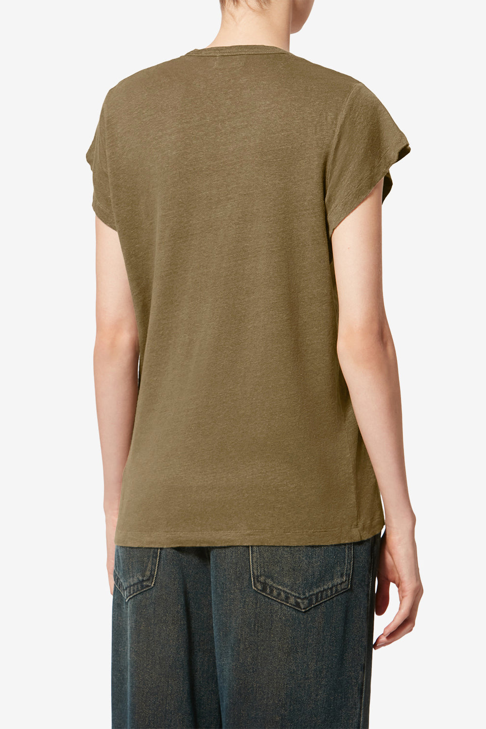 Kurzarm-t-shirt zankou aus leinen - Dark khaki - Woman - 5