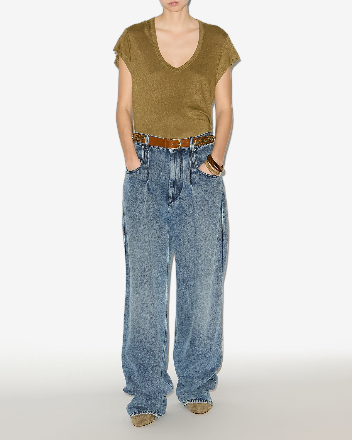 【関税込み】Isabel Marant ブルー コットン Tシャツ ZANKOU TEE SHIRT Woman khaki | ISABEL MARANT Official online