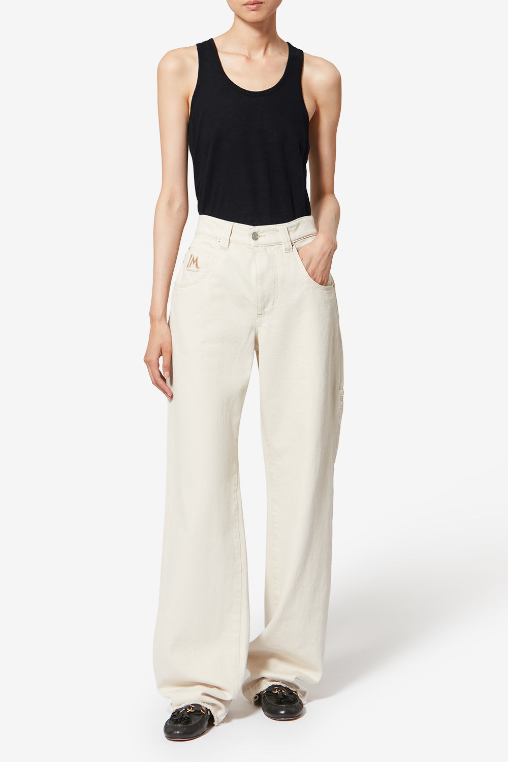 Camiseta a rayas thea de lino - Negro - Woman - 2