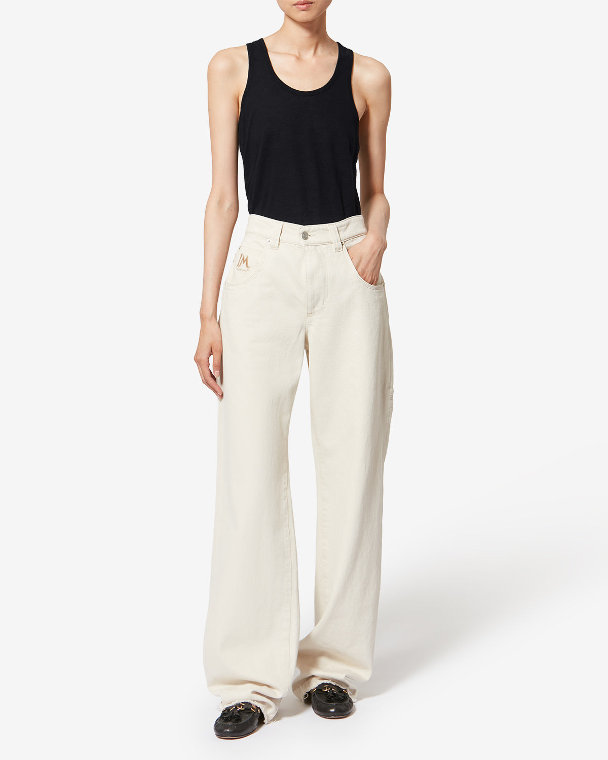 Thea 스트라이프 리넨 티셔츠 - 검은색 - Woman - 1