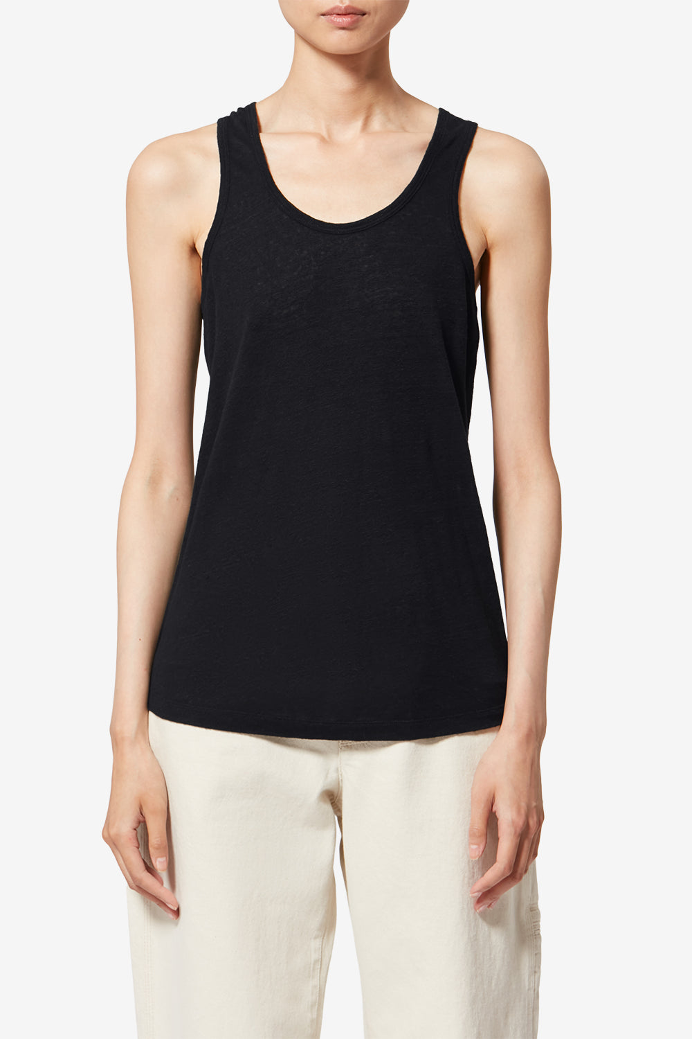 Camiseta a rayas thea de lino - Negro - Woman - 4