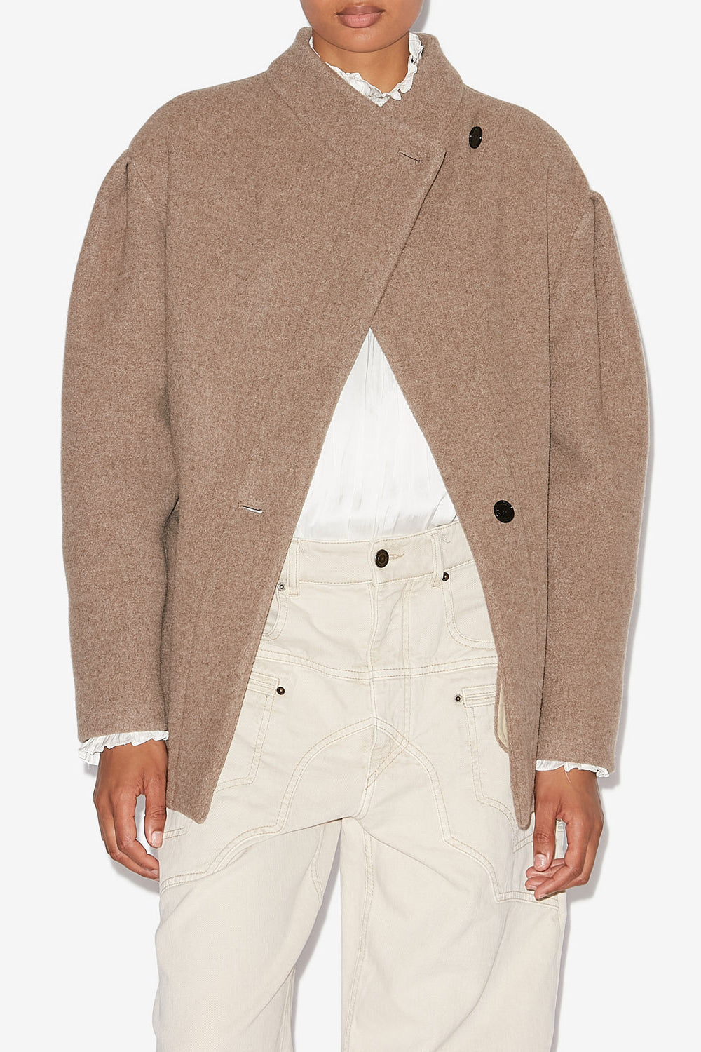 Chaqueta jabadi de mezcla de lana - Taupe - Woman - 4