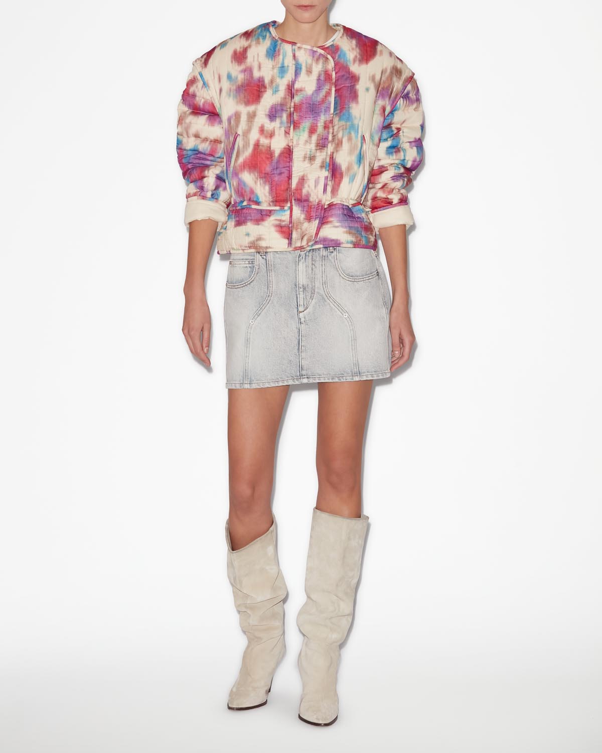 Veste courte matelassée gelio - Beige-framboise - Woman - 1