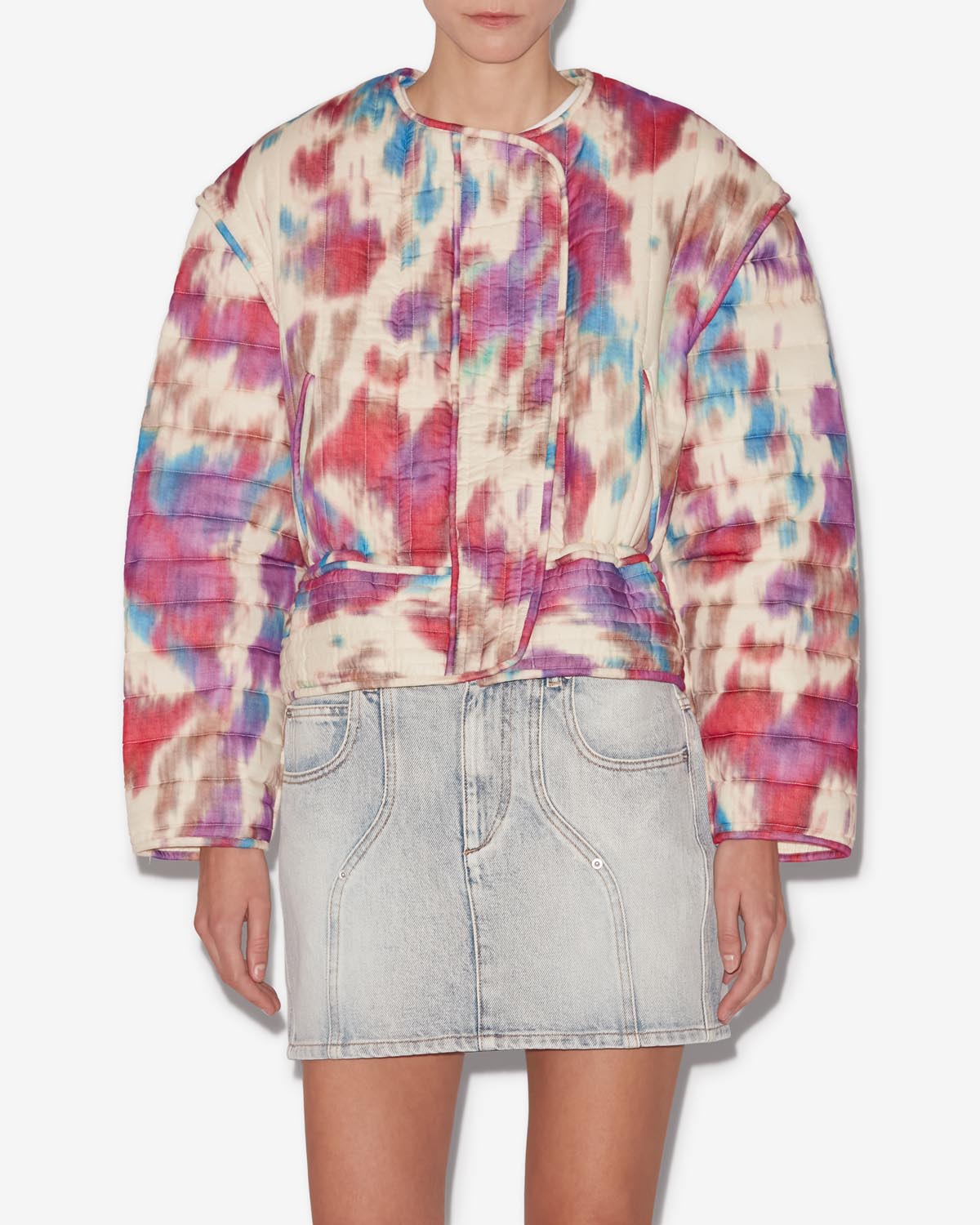 Veste courte matelassée gelio - Beige-framboise - Woman - 3