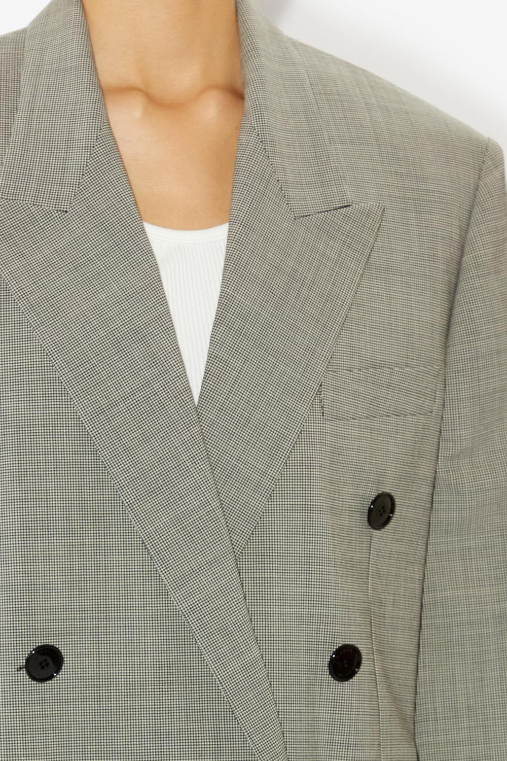 Klero double-breasted blazer jacket with lapel collar - Ecru and black - Woman - 3