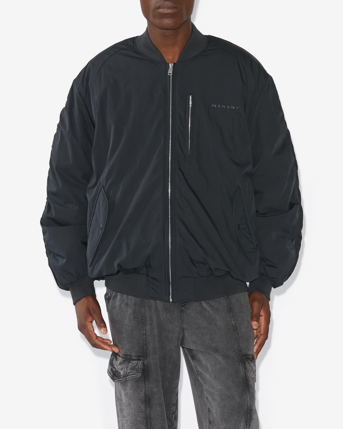 Bakya oversize bomber 재킷 Man 검정으로 씻어낸 4