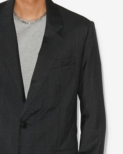 놀란 프린스 오브 웨일즈 울 소재의 수트 재킷 - Anthracite - Man - 4