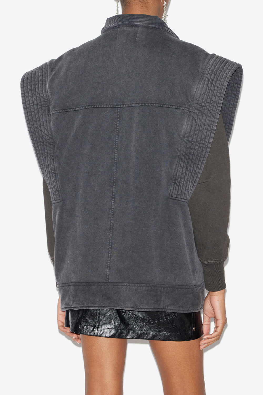 Naelle plain-colored cotton vest - Black - Woman - 5