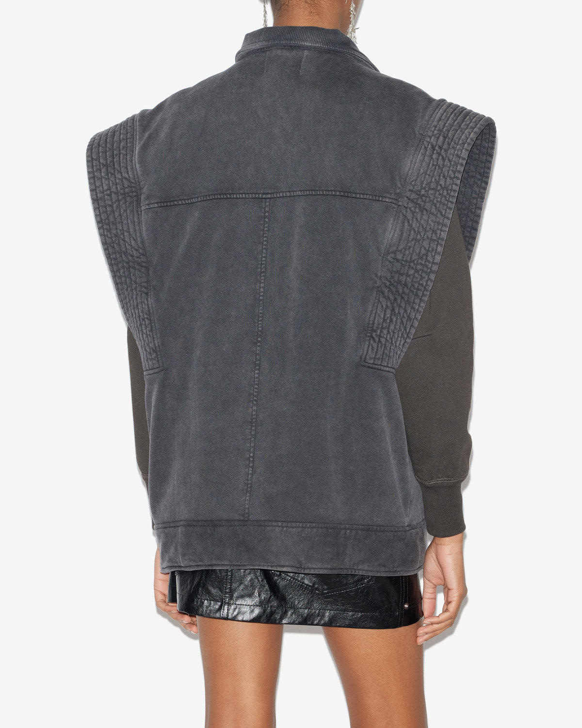 Naelle plain-colored cotton vest - Black - Woman - 4